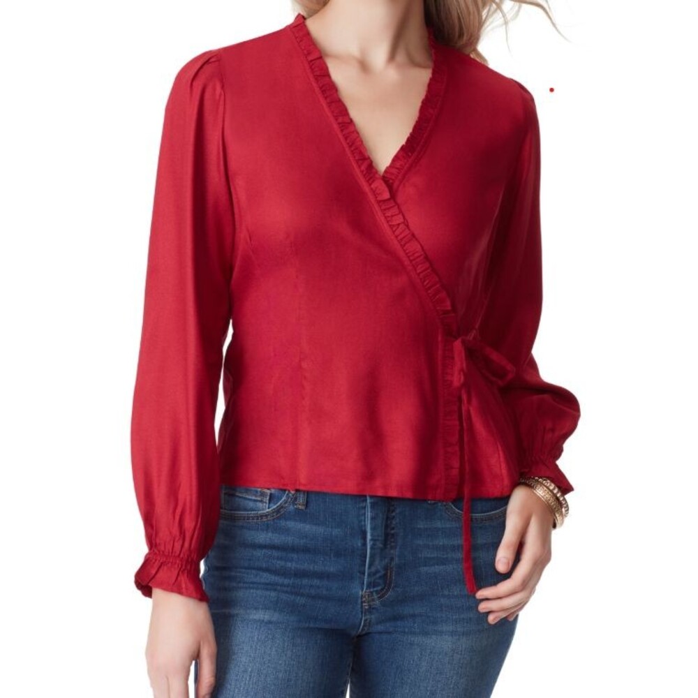 Jessica Simpson Women's Solid Tanya Ruffled Wrap Top Size S